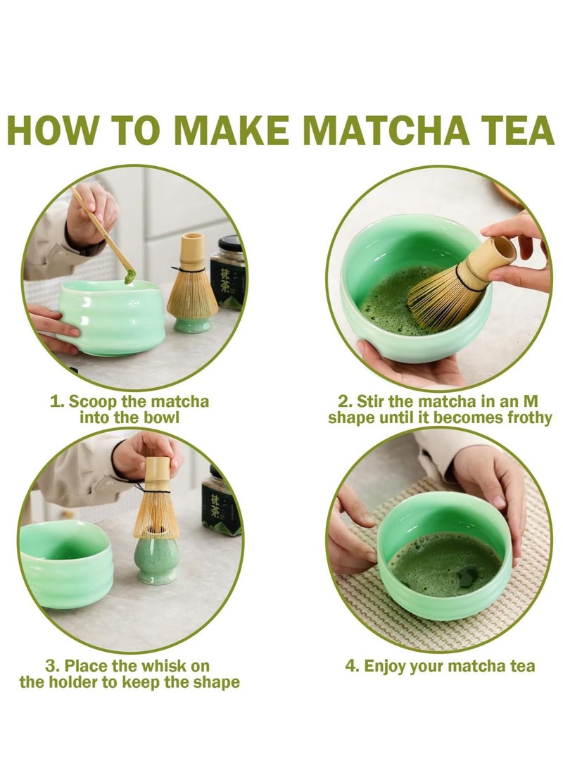 نكومي مجموعة خفاقة الماتشا من 5 قطع، أدوات ماتشا من الخيزران، وعاء ماتشا سيراميكي، خفاقة ماتشا، مع وعاء ماتشا، فوهة وحامل خفاقة، مغرفة تقليدية من الخيزران مثالية لتحضير شاي الماتشا التقليدي - Image 2