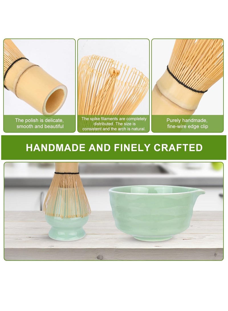 نكومي مجموعة خفاقة الماتشا من 5 قطع، أدوات ماتشا من الخيزران، وعاء ماتشا سيراميكي، خفاقة ماتشا، مع وعاء ماتشا، فوهة وحامل خفاقة، مغرفة تقليدية من الخيزران مثالية لتحضير شاي الماتشا التقليدي - Image 3