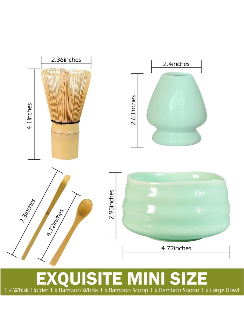 نكومي مجموعة خفاقة الماتشا من 5 قطع، أدوات ماتشا من الخيزران، وعاء ماتشا سيراميكي، خفاقة ماتشا، مع وعاء ماتشا، فوهة وحامل خفاقة، مغرفة تقليدية من الخيزران مثالية لتحضير شاي الماتشا التقليدي - Image 4