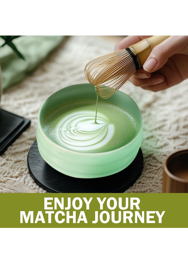 نكومي مجموعة خفاقة الماتشا من 5 قطع، أدوات ماتشا من الخيزران، وعاء ماتشا سيراميكي، خفاقة ماتشا، مع وعاء ماتشا، فوهة وحامل خفاقة، مغرفة تقليدية من الخيزران مثالية لتحضير شاي الماتشا التقليدي - Image 5