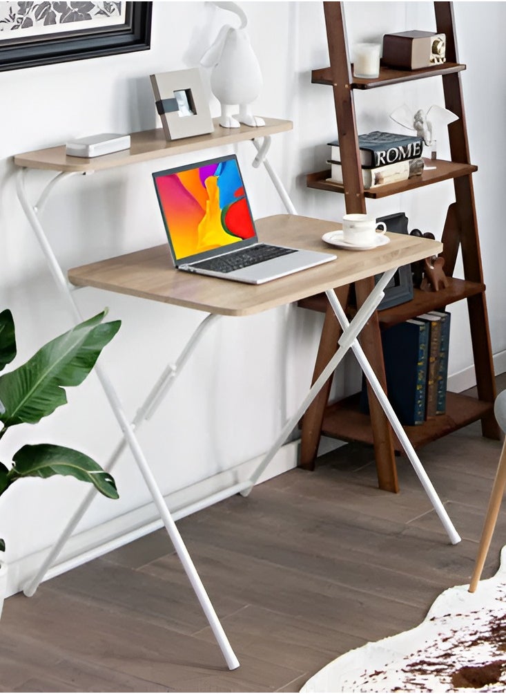 Reko - Folding Desk Computer Desk 2 Tier Folding Laptop Desktop PC Table Laptop Writing Table - No Assembly Required - Image 1