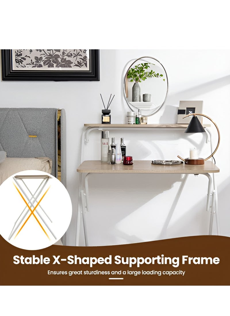 Reko - Folding Desk Computer Desk 2 Tier Folding Laptop Desktop PC Table Laptop Writing Table - No Assembly Required - Image 1