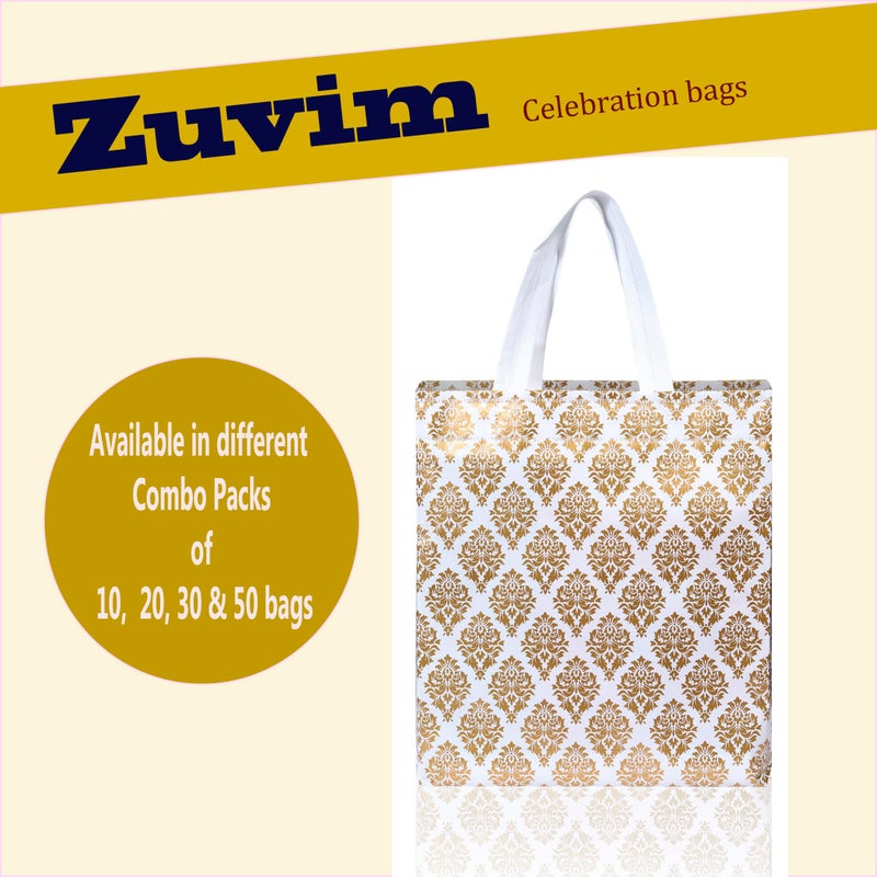 Zuvim Zuvim Carry Bag for Return Gifts | Reusable Shopping Canvas Fabric Bags, White-Gold Printed  - Image 3