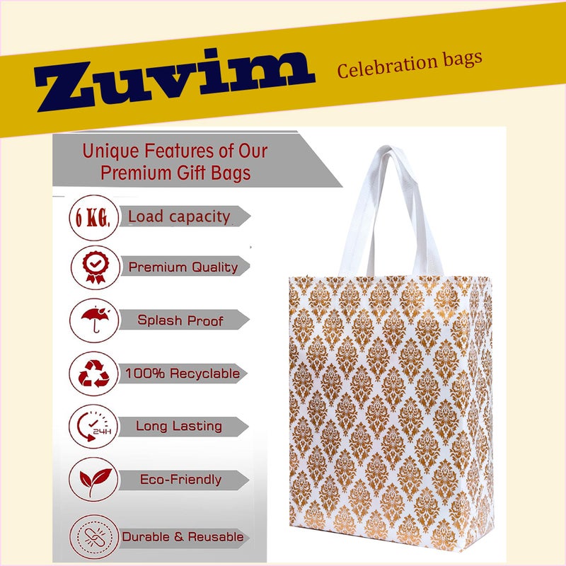 Zuvim Zuvim Carry Bag for Return Gifts | Reusable Shopping Canvas Fabric Bags, White-Gold Printed  - Image 5
