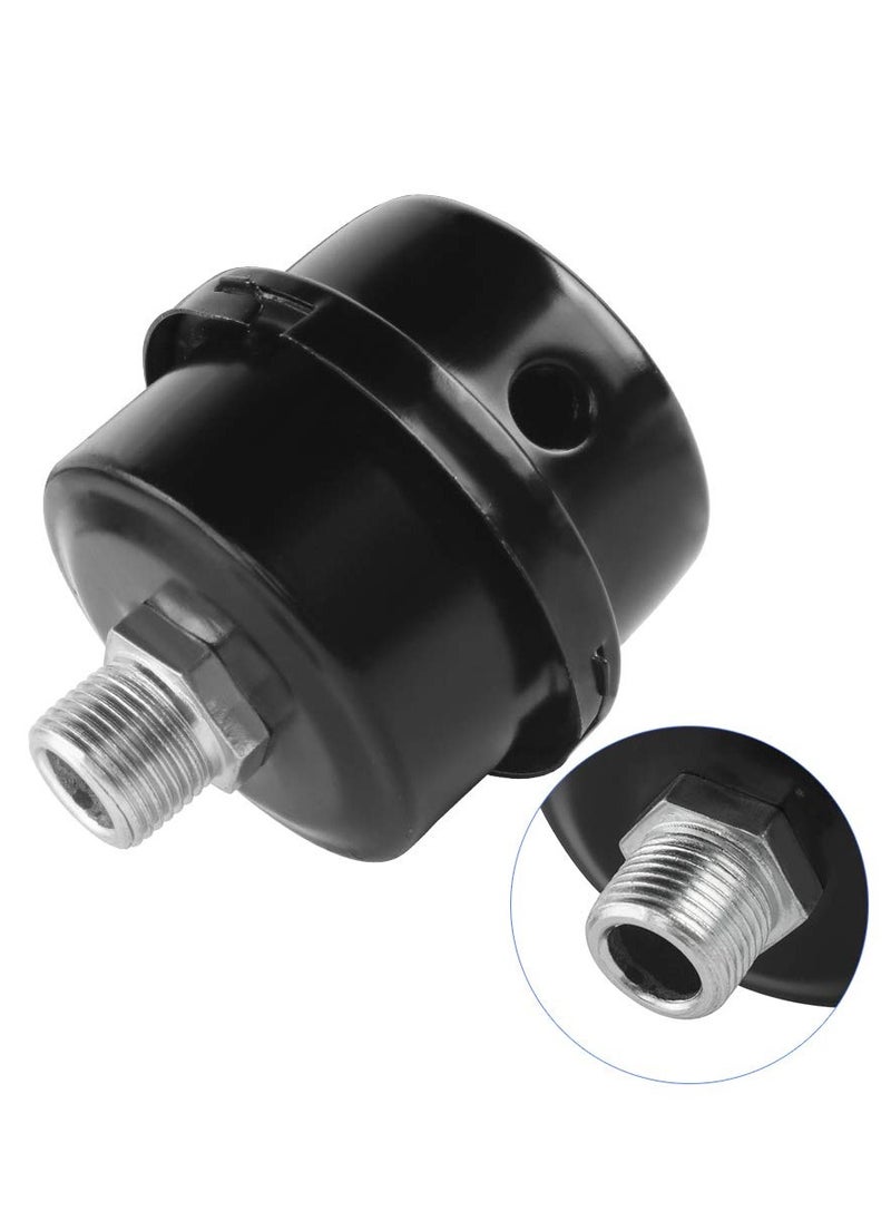 KASTWAVE Air Compressor Muffler, 3/8"16mm Thread Black Metal Suction Filter for Air Compressor Intake Filter Silencer 2Pack  - Image 1