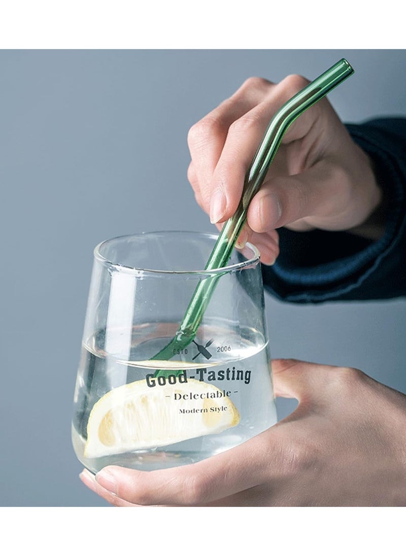 Generic - A set of colorful glass straws of 5 pieces 4 pieces of straw and 1 brush Healthy and environmentally friendly suitable for drinking and juice for breakfast multi-colored - Image 1