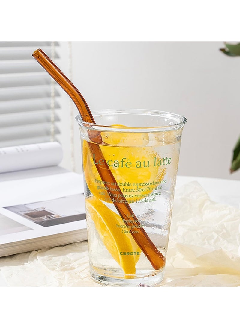 Generic - A set of colorful glass straws of 5 pieces 4 pieces of straw and 1 brush Healthy and environmentally friendly suitable for drinking and juice for breakfast multi-colored - Image 1