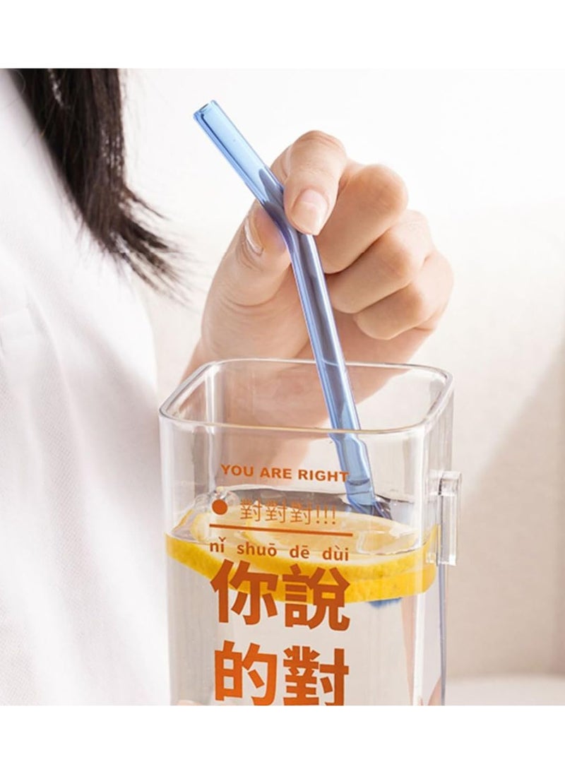 Generic - A set of colorful glass straws of 5 pieces 4 pieces of straw and 1 brush Healthy and environmentally friendly suitable for drinking and juice for breakfast multi-colored - Image 1