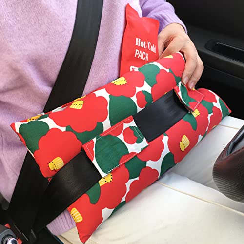 HapiPoppy Hysterectomy Pillow Abdominal Post Surgery Pillows with Pocket Comfort for Ice Heat Packs Tummy Tuck Belly Incision Recovery Seatbelt Gifts Women Patients Red Flower - Image 1