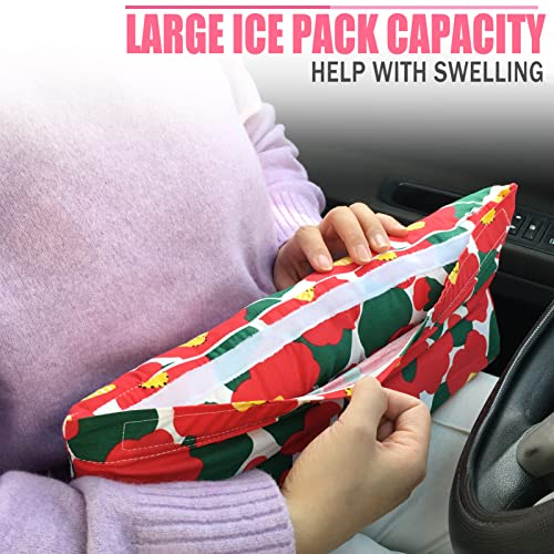 HapiPoppy Hysterectomy Pillow Abdominal Post Surgery Pillows with Pocket Comfort for Ice Heat Packs Tummy Tuck Belly Incision Recovery Seatbelt Gifts Women Patients Red Flower - Image 3