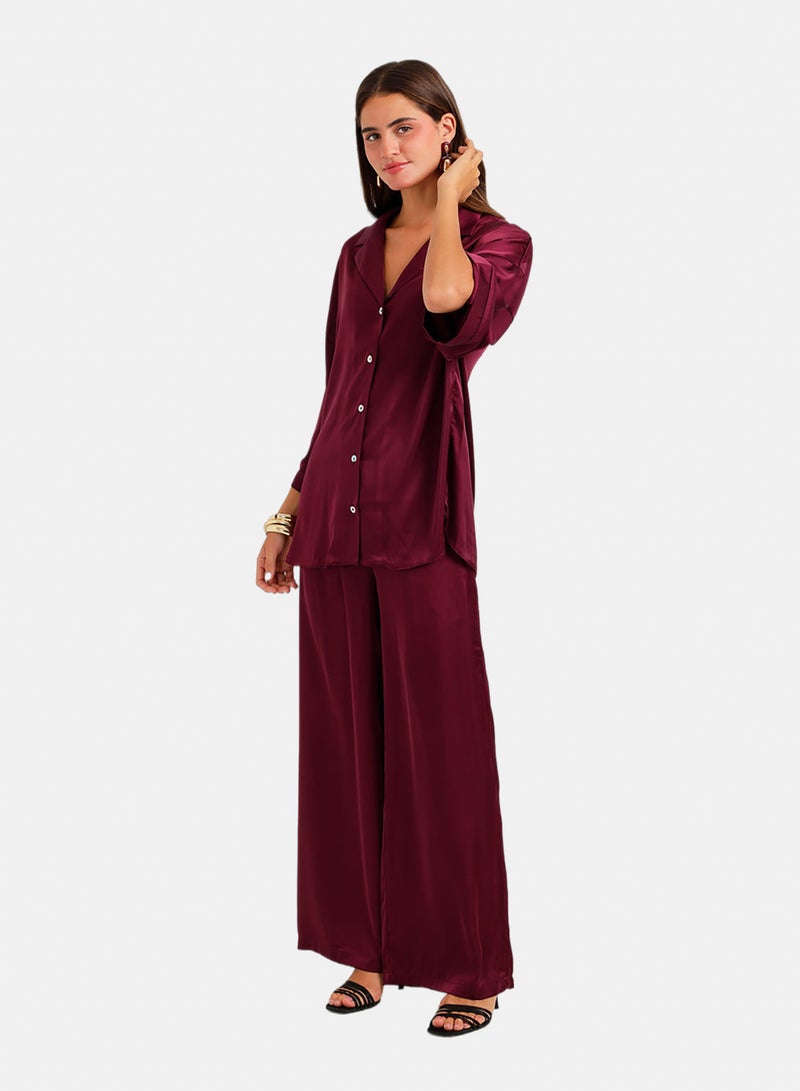 Carina Contrast-Button Satin Set - Image 3
