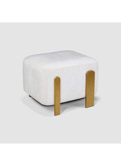 AL HUZAIFA FURNITURE Livia, Stool, Upholstered in Chenille fabric with Stainless Steel Brushed Gold Legs  - Image 1