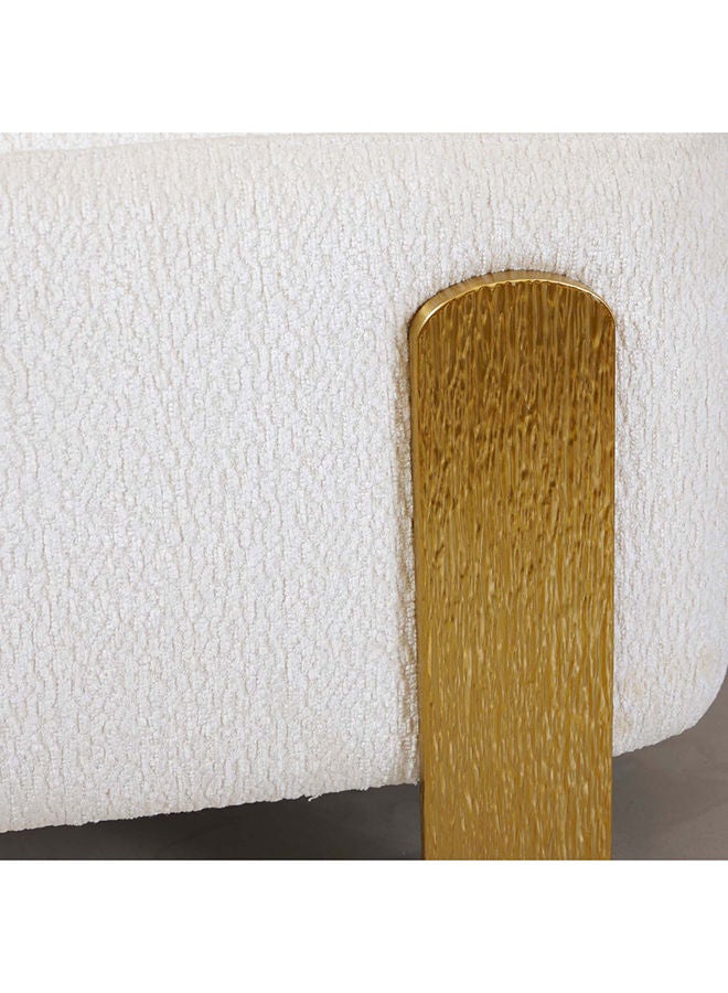 AL HUZAIFA FURNITURE Livia, Stool, Upholstered in Chenille fabric with Stainless Steel Brushed Gold Legs  - Image 2