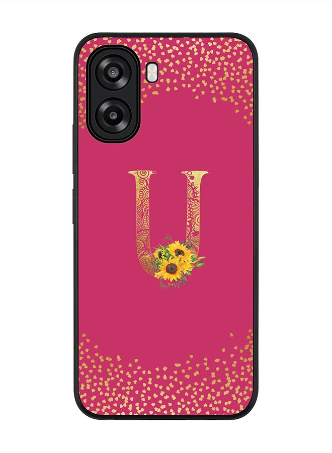 Stylizedd For Oppo A6x 5G / A6x 4G Case,Slim fit Camera Protection, Shockproof Thin Phone cover  - Custom Floral Monogram - U ( Deep Pink ) - Image 1