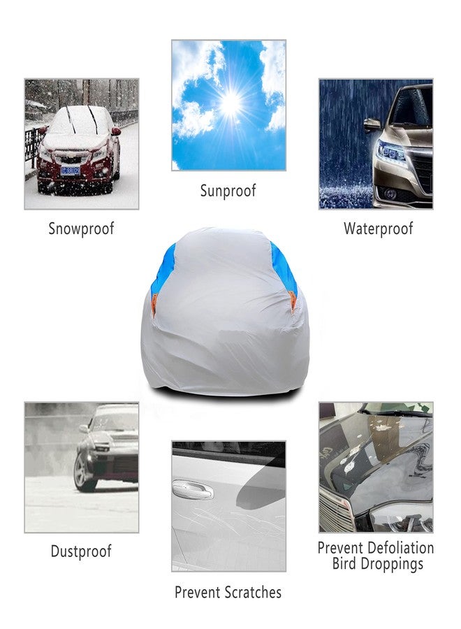 MORNYRAY Waterproof Car Cover All Weather Snowproof UV Protection Windproof Outdoor Full car Cover, Universal Fit for Sedan (Silvery, A5-Fit Sedan Length(194-206 inch)) - Image 3