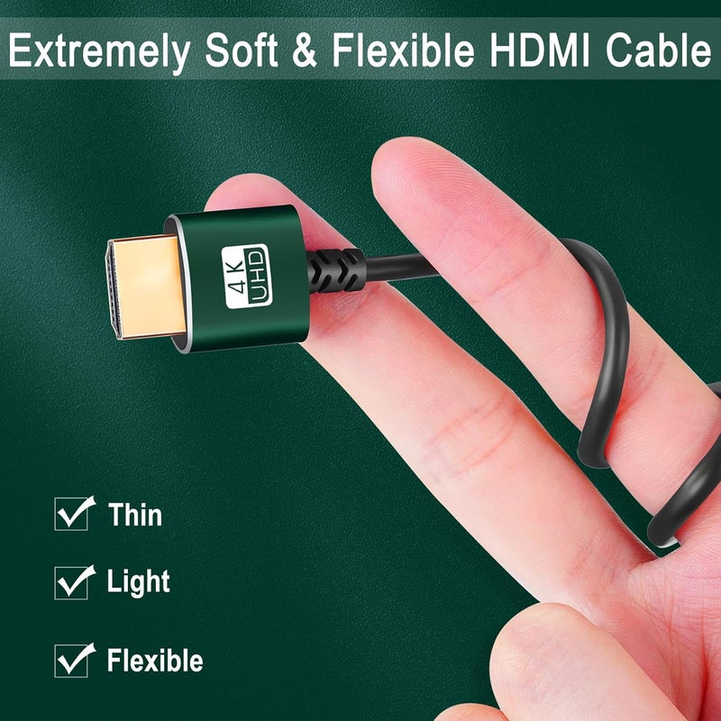 ثسوكوردز أكوابل HDMI رفيعة من ، طول كل كابل 6.6 قدم، عبوة تحتوي على 5 أكواب، ناعمة جدًا ورفيعة، مرنة للغاية، تدعم تقنية 4K بسرعة عالية @60Hz وبسرعة نقل بيانات 18 جيجابت في الثانية، دقة 2160p و1080p - Image 3