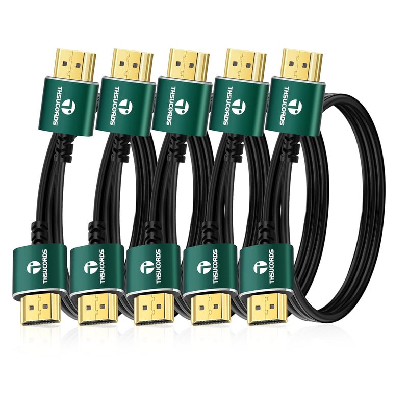 ثسوكوردز أكوابل HDMI رفيعة من ، طول كل كابل 6.6 قدم، عبوة تحتوي على 5 أكواب، ناعمة جدًا ورفيعة، مرنة للغاية، تدعم تقنية 4K بسرعة عالية @60Hz وبسرعة نقل بيانات 18 جيجابت في الثانية، دقة 2160p و1080p - Image 1