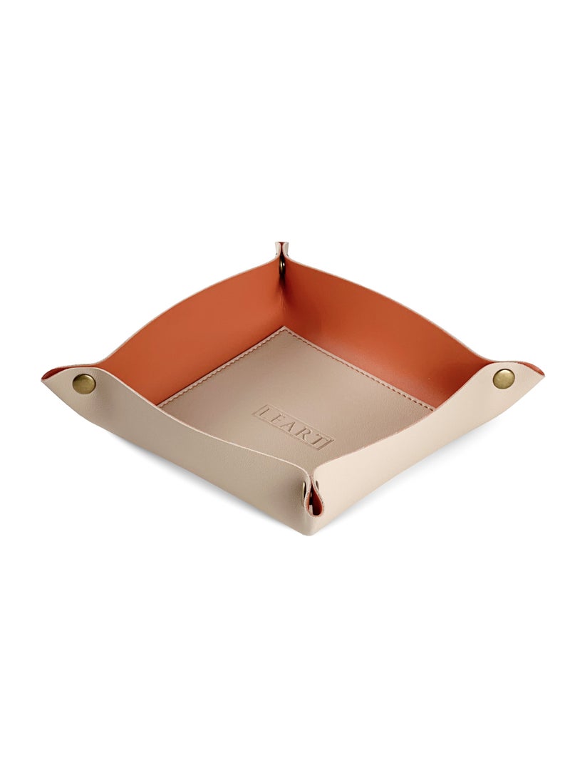 LeArt Valet Tray - Small & Compact Catchall Tray | Desk, Bedside, Home Entrance Entryway Organizer | Valet Tray for Keys, Coins, Stationary, Jewellery (Tangerine) - Image 1