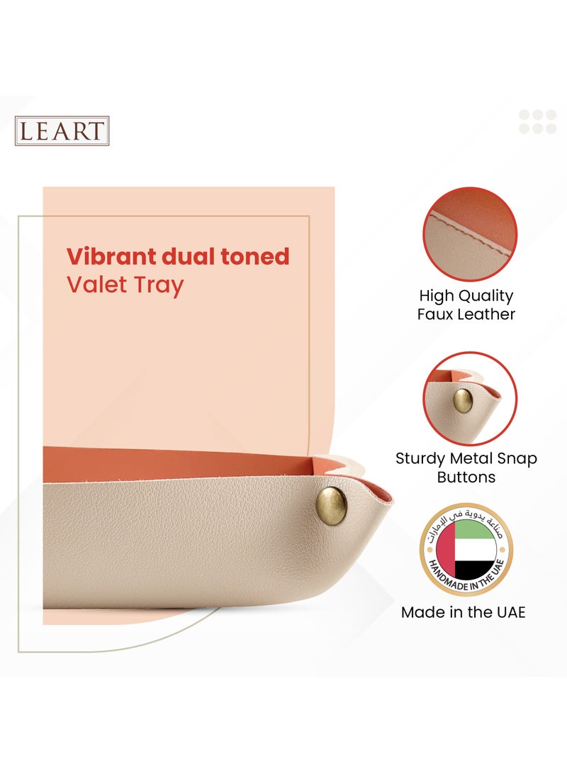 LeArt Valet Tray - Small & Compact Catchall Tray | Desk, Bedside, Home Entrance Entryway Organizer | Valet Tray for Keys, Coins, Stationary, Jewellery (Tangerine) - Image 2