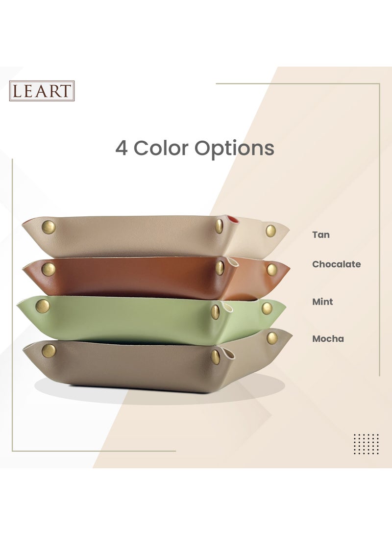 LeArt Valet Tray - Small & Compact Catchall Tray | Desk, Bedside, Home Entrance Entryway Organizer | Valet Tray for Keys, Coins, Stationary, Jewellery (Tangerine) - Image 5