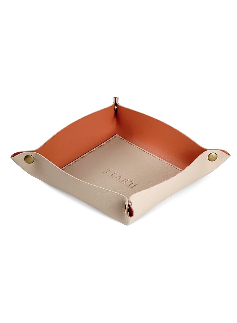 LeArt Valet Tray - Small & Compact Catchall Tray | Desk, Bedside, Home Entrance Entryway Organizer | Valet Tray for Keys, Coins, Stationary, Jewellery (Tangerine) - Image 1