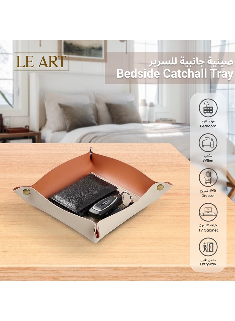 LeArt Valet Tray - Small & Compact Catchall Tray | Desk, Bedside, Home Entrance Entryway Organizer | Valet Tray for Keys, Coins, Stationary, Jewellery (Tangerine) - Image 4
