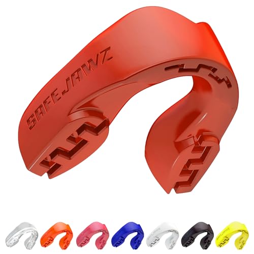 SAFEJAWZ Mouthguard Slim Fit, Adult and Junior Mouth Guard with Case for Boxing, Basketball, Lacrosse, Football, MMA, Martial Arts, Hockey and All Contact Sports (Junior <11 Years, Red) - Image 1