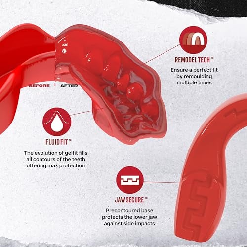 SAFEJAWZ Mouthguard Slim Fit, Adult and Junior Mouth Guard with Case for Boxing, Basketball, Lacrosse, Football, MMA, Martial Arts, Hockey and All Contact Sports (Junior <11 Years, Red) - Image 3