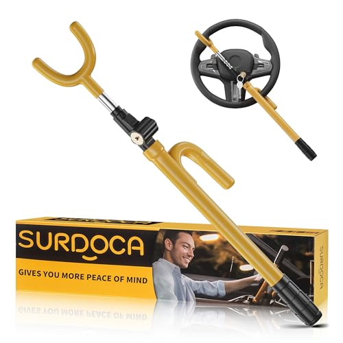 SURDOCA Upgraded Car Steering Wheel Lock Anti-Theft Device, Steering Wheel Locks for Car SUV, Easy Installation, Rubber Protection, Extendable Universal Security Device - Image 1