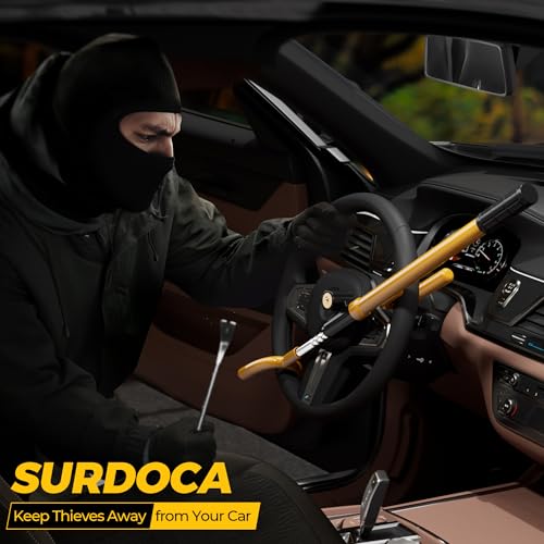 SURDOCA Upgraded Car Steering Wheel Lock Anti-Theft Device, Steering Wheel Locks for Car SUV, Easy Installation, Rubber Protection, Extendable Universal Security Device - Image 2