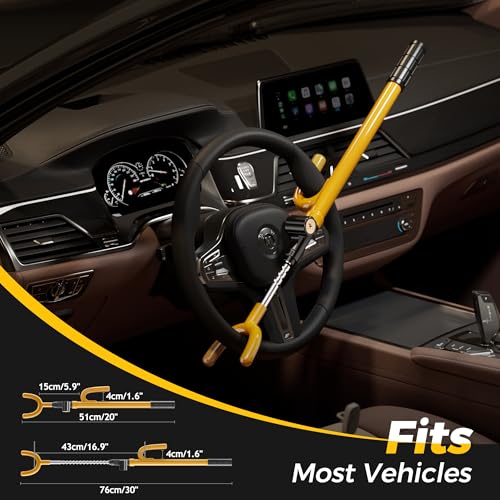 SURDOCA Upgraded Car Steering Wheel Lock Anti-Theft Device, Steering Wheel Locks for Car SUV, Easy Installation, Rubber Protection, Extendable Universal Security Device - Image 4