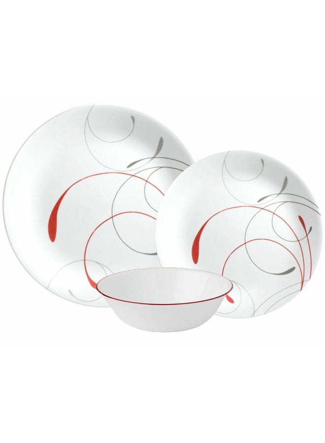 Corelle طقم أدوات المائدة فيتريل سبليدور 18 قطعة - أبيض أحمر - Image 1