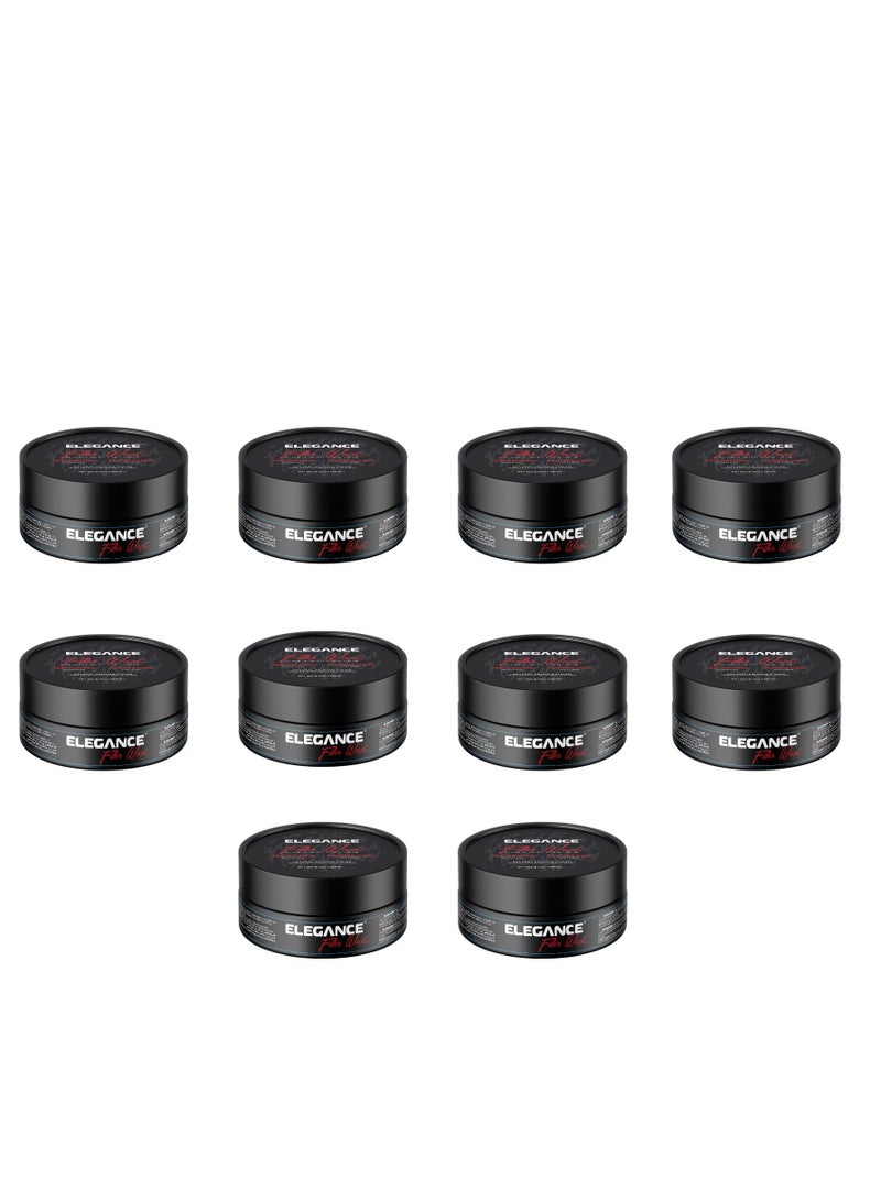 Elegance-E Series Fiber Wax 140ml – Pack of 10 | Strong Hold, Texturizing, Clear Formula