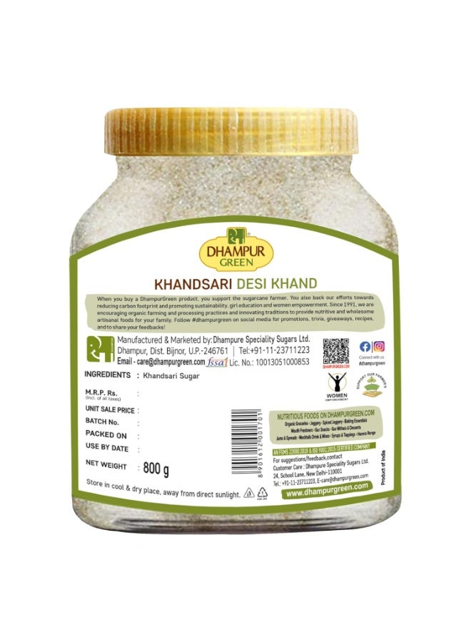 DHAMPURGREEN Organic Desi Khand Khandsari Sugar, 800g| Organic Unrefined Raw Cane Sugar | No Chemicals Preservatives | Sulphurless - Image 2