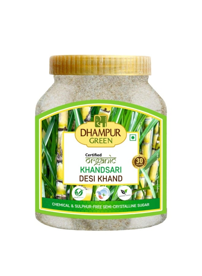 DHAMPURGREEN Organic Desi Khand Khandsari Sugar, 800g| Organic Unrefined Raw Cane Sugar | No Chemicals Preservatives | Sulphurless - Image 1