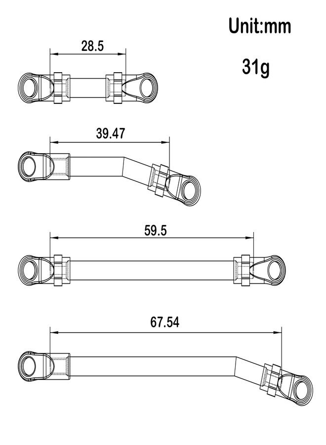 MEUS RACING SCX24 Links Titanium High Clearance Chassis Links & Steering Links Set for Axial SCX24 Gladiator AXI00005 1/24 RC Crawler(Titanium Alloy) - Image 2