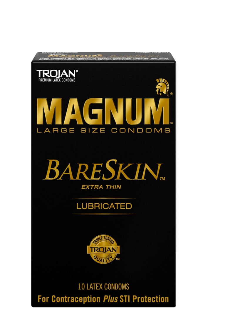 TROJAN MAGNUM Bareskin Large Size Condoms, Bareskin Condoms, TROJAN Condoms, 10 Count