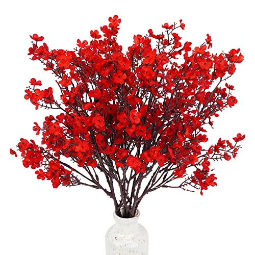 Uieke 30 Pcs Babys Breath Artificial Flowers Bulk Silk Red Faux Flowers Real Touch Gypsophila Bouquet for Christmas Halloween Home Wedding Decoration - Image 1