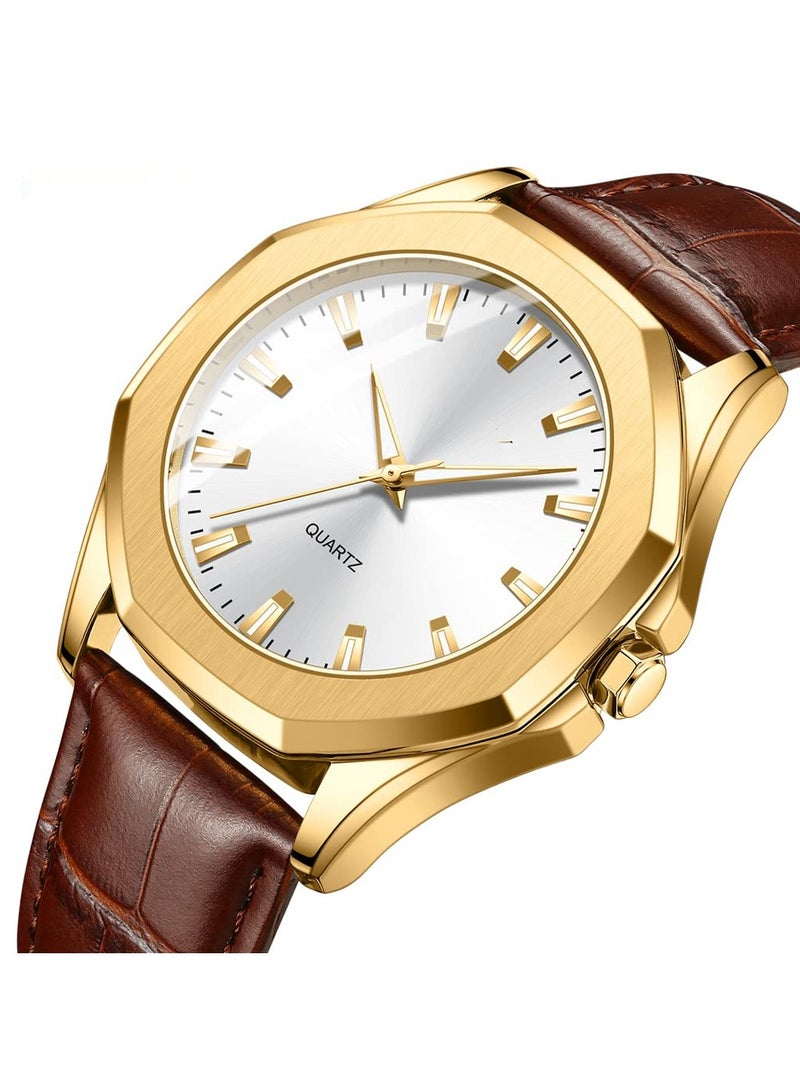 Captaintech Luxury Men's Leather Analog Quartz Watches for Business and Casual Wear, Simple Luminous Design Perfect for Gifts - Image 3