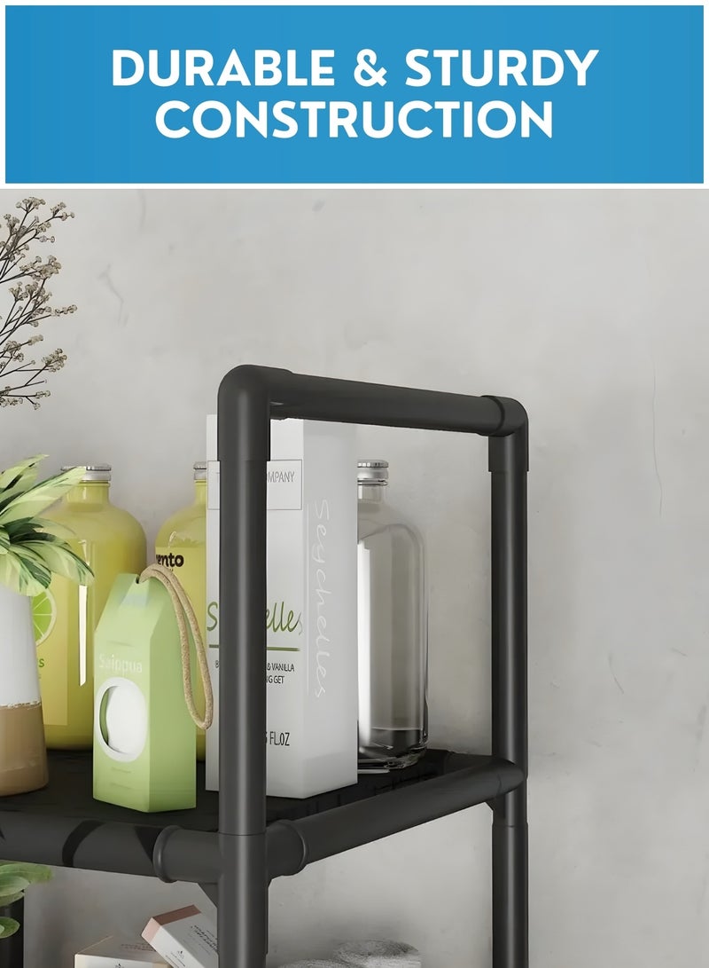 رف تخزين يُعلق فوق المرحاض، منظم حمام قابل للتعديل موفر للمساحة بثلاثة أرفف، حامل رف معدني مقاوم للصدأ للحمام وغرفة الغسيل والمساحات الصغيرة - Image 5