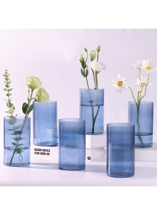 TripodBird Glass Cylinder Vases, Blue Vase for Centerpieces, 6 Inch Tall Flower Vase for Wedding Decorations, Floral Vase Bulk Flower vases, Glass Hurricane Candle Holder for Table Centerpiece Wedding Home Décor - Image 1