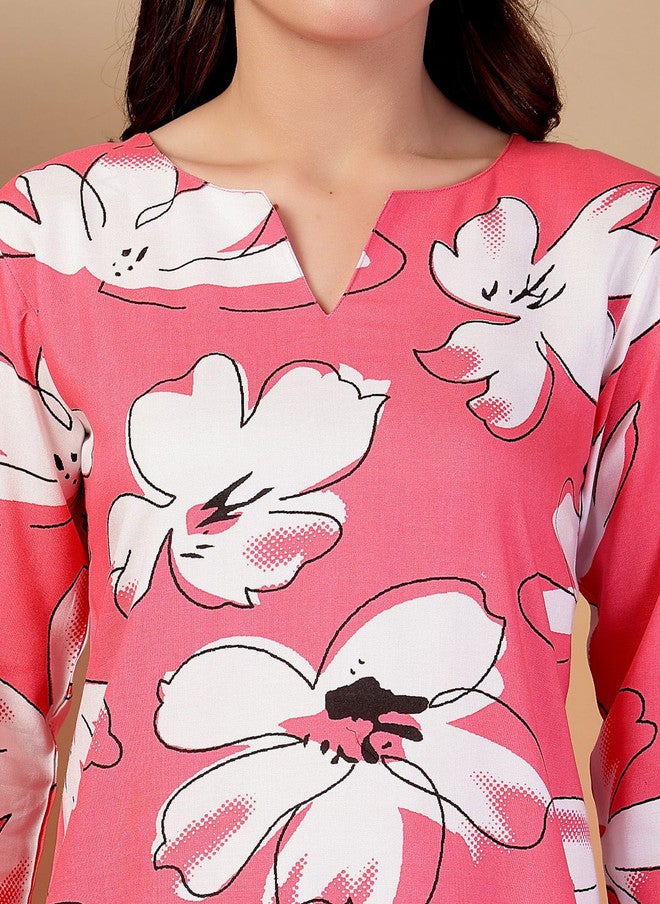 Indibelle Floral Printed Tunic and Trousers Co-Ords Set - Image 2