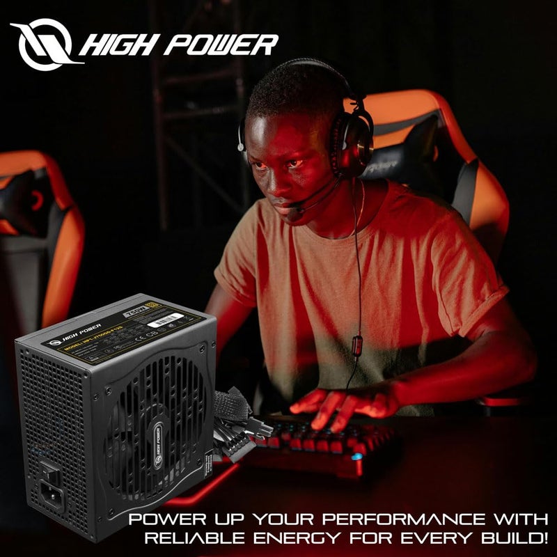 HIGH POWER 750W 80 Plus Gold Certified PC Power Supply ATX 3.0 Compatible & PCIe 5.0 Compliant, Active PFC with Whisper 120mm Fan for Quiet Operation, and Reliable Performance - Image 3