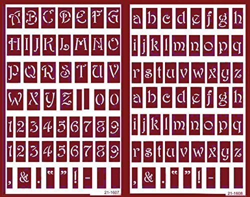 Over n Over Over 'n' Over Reusable Self-Stick Etching Stencil for Glass or Stamping | Bundle of 2 Items | Lowercase Alphabet and Capital Letters with Numerals - Image 2