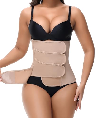 SHAPSHE Waist Trainer for Women Postpartum Recovery Wrap Girdle Cincher Corset Shapewear Belly Band Tan M - Image 1