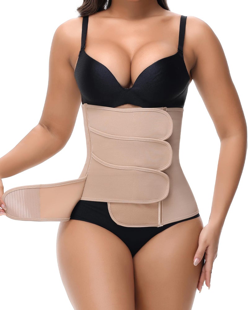 SHAPSHE Waist Trainer for Women Postpartum Recovery Wrap Girdle Cincher Corset Shapewear Belly Band Tan M - Image 2