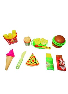 Tickles 18 Pcs Play Fast Food Set Pretend Play Barger Fries And Ice Cream With Trey Food Toy | Best Gifts Food Playset For Boys Girls Kids- Multicolor 4 Years And Up  - Image 5