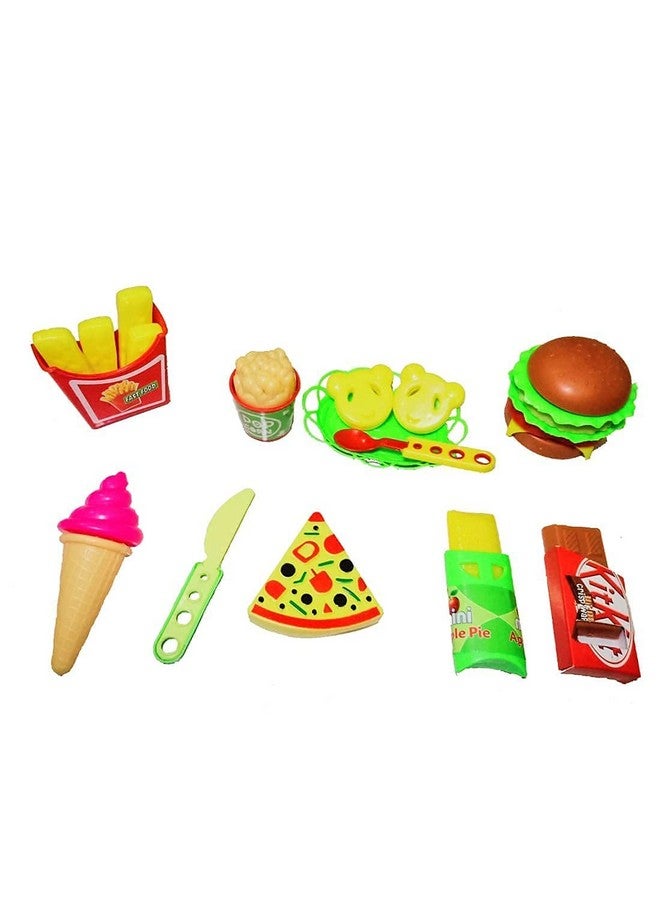 Tickles 18 Pcs Play Fast Food Set Pretend Play Barger Fries And Ice Cream With Trey Food Toy | Best Gifts Food Playset For Boys Girls Kids- Multicolor 4 Years And Up  - Image 5
