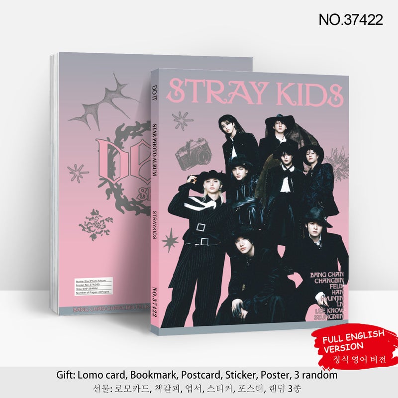 STRAYKIDS Celebrity Photobook Collection – 40 Pages High-Gloss Premium Photo Album with Hot Stamping Cover