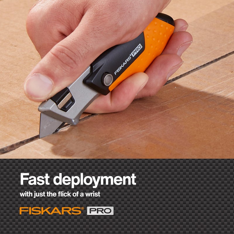 Fiskars Pro Folding Utility Knife, CarbonMax Blade with Safe Blade Lock and Pocket Clip, Compact Dual-Lock All-Metal Design, Everyday Carry - Image 4